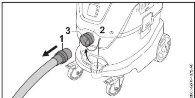 STIHL SE 133 ME - Desmontar el tubo flexible de aspiración - 1