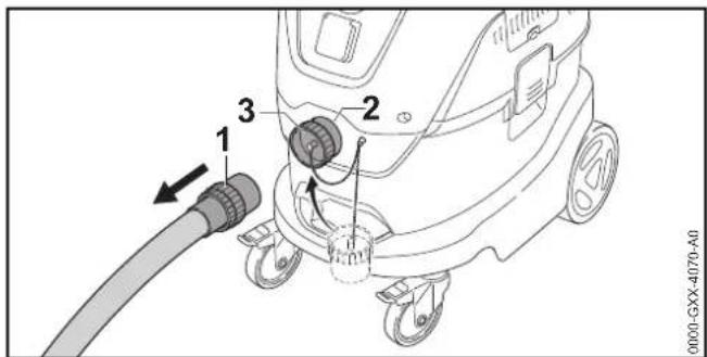 STIHL SE 133 ME - Scoaterea furtunului de aspirare - 1