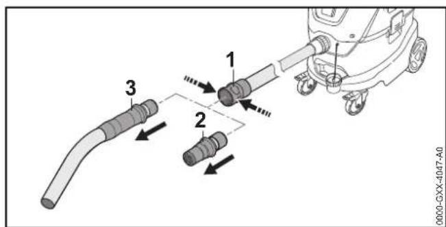 STIHL SE 133 ME - A markolat és az adapter leszerelése - 1