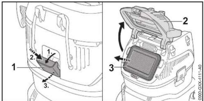 STIHL SE 133 ME - Curățarea filtrului - 1