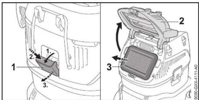 STIHL SE 133 ME - Contrôle du filtré - 1