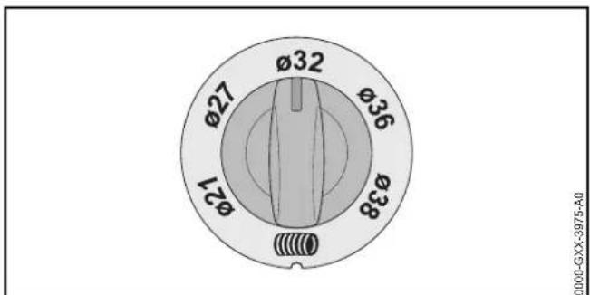 STIHL SE 133 ME - Indstilling of sugeslangens diameter - 1