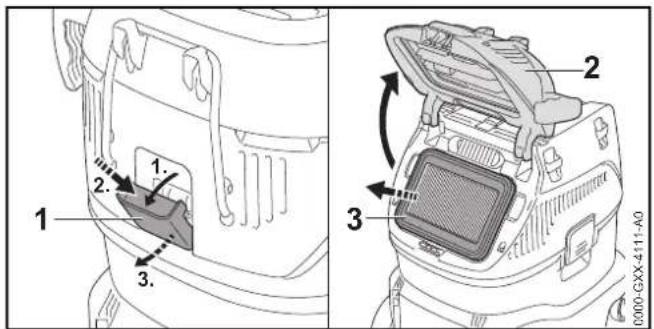 STIHL SE 133 ME - Suodattimen tarkastus - 1