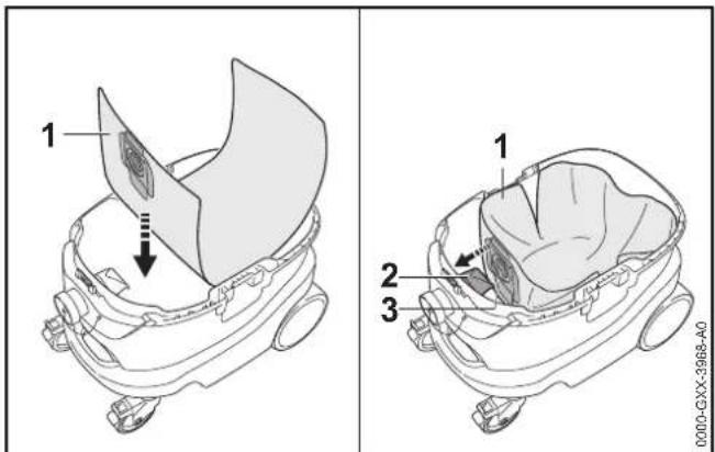 STIHL SE 133 ME - Vlozenie filtracného vrecka - 1
