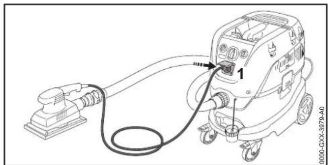 STIHL SE 133 ME - Lavorare con l'accensione e spegnimento automatici dell'aspiratore a umido/a secco con un attrezzo elettrico collegato - 1