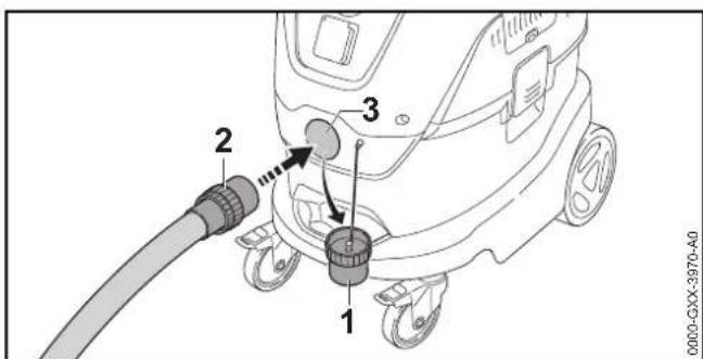 STIHL SE 133 ME - Montáz sacej hadice - 1