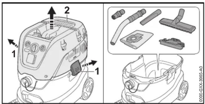 STIHL SE 133 ME - Assembling the wet/dry vacuum cleaner - 1