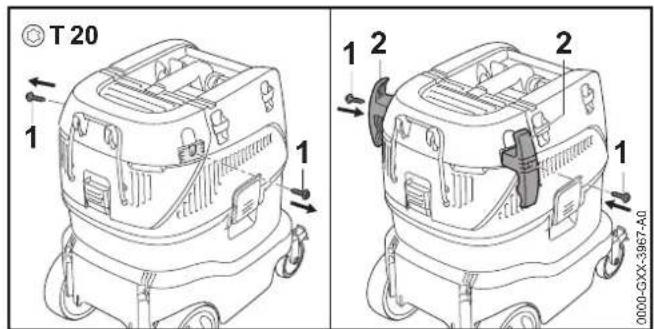 STIHL SE 133 ME - Montere holderen for tilkoblingsledningen aller sugeslangen - 1