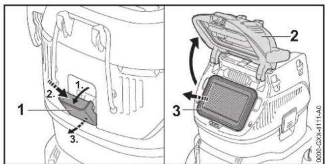 STIHL SE 133 ME - Verificarea filtrului - 1