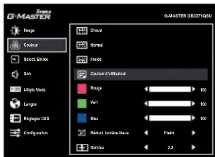 IIYAMA GMaster GB3271QSU - MENU des paramètres de réglage - 2