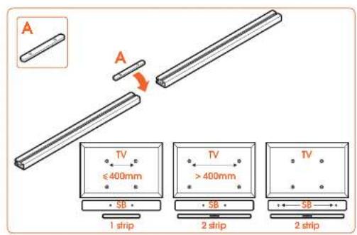 VOGELS SOUND 3550 - Important Before mounting the sound bar mount, first read the warnings at the back of the supplied parts list (separate card). - 1