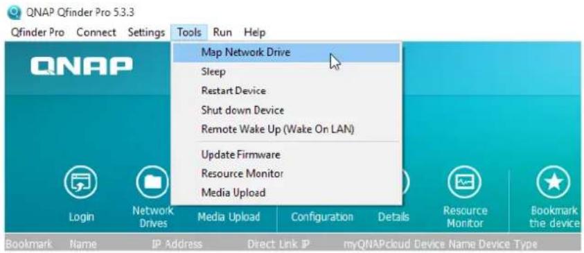 QNAP TSh1677XURP - Cliquez sur Outils > Connecter un lecteur réseau. - 1