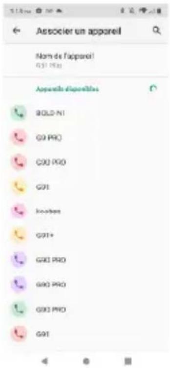 Associer un appareil Nom de l'appareil! G51 PRS Appareils disponibles BOLD N1 GO PRO GO PRO G01 Inception G01+ G80 PRO G80 PRO G80 PRO G01