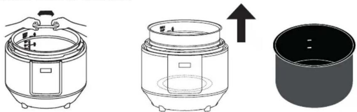 Starfrit 0246030010000 - 2 COMMENT ENLEVER ET REPLACER LE RÉCIPIENT DE CUISSON À L'INTÉRIEUR DE LA BASE - 1