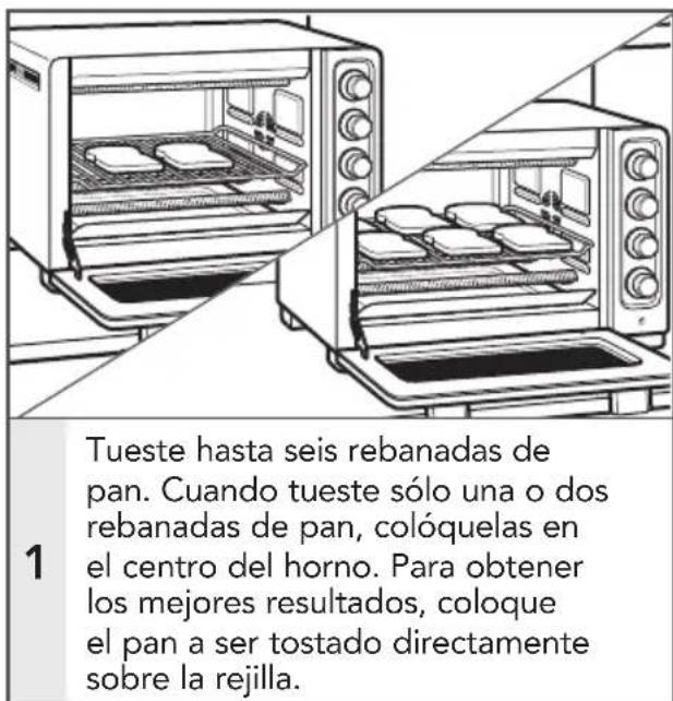 KITCHENAID KCO253 - Posiciones recomendadas de la rejilla: Parte central - 1