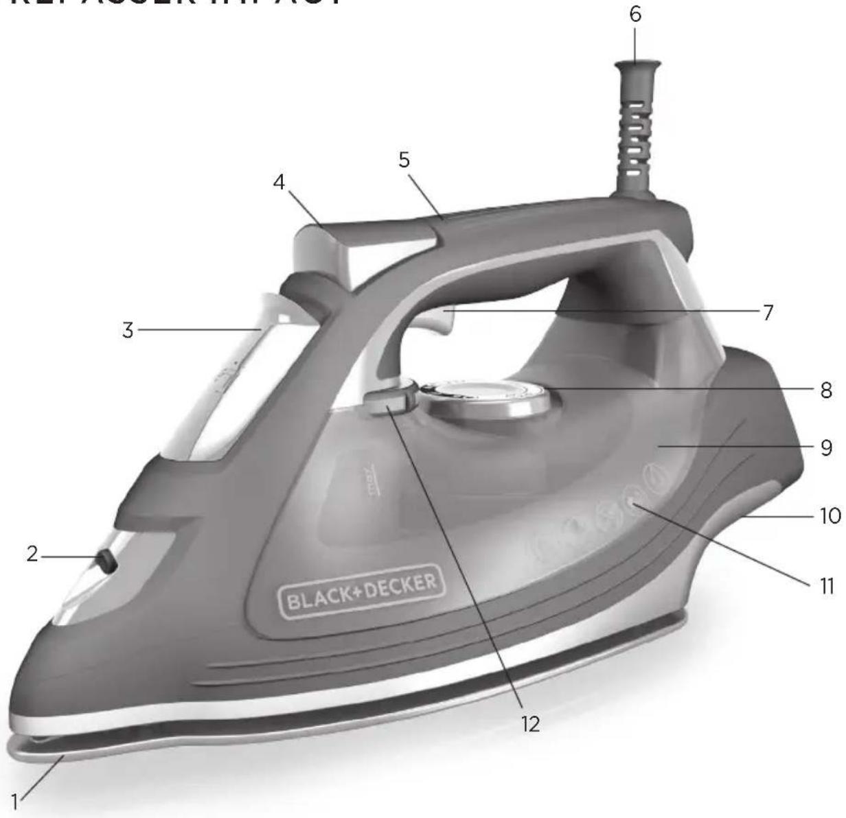 BLACK & DECKER Impact IR3010 - FAMILIARISATION AVEC VOTRE FER À REPASSER IMPACT™ - 1