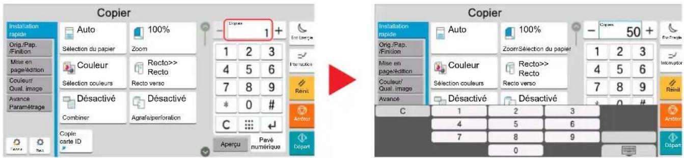 KYOCERA TASKalfa 7054ci - Exemple : Lors de la saisie du nombre de copies - 1