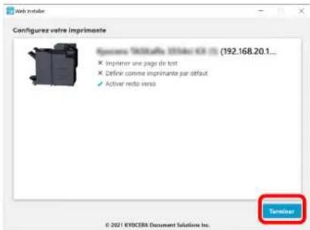 KYOCERA TASKalfa 7054ci - Terminer l'installation. - 3