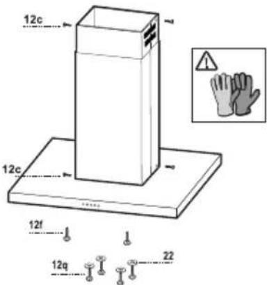 BLAUPUNKT 5DB99450 - Flue assembly - Mounting the hood body - 1