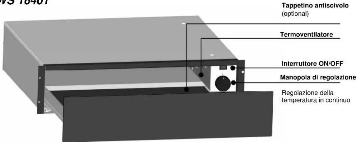 VS 16407 Tappetino antiscivolo (optional) Termoventilatore Interruttore ON/OFF Manopola di regolazione Regolazione della temperatura in continuo