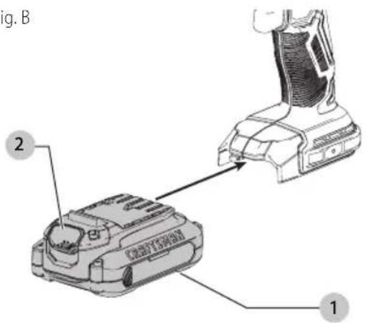 Craftsman CMCD700 - Como Instalar y Retirar la Unidad de Bateria (Fig. B) - 1