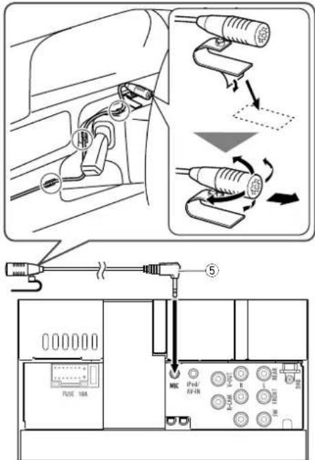 JVC KWV215DBT - ☐ Connexion d'un microphone pour Bluetooth (uniquement pour le KW-V41BT/KW-V215DBT/KW-V21BT) - 1