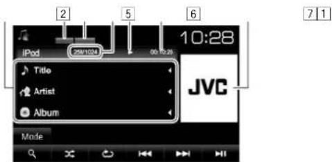 JVC KWV215DBT - □ Indications et touches sur l'écran de commande de la source - 1
