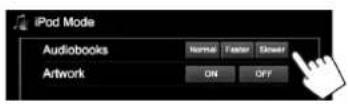 JVC KWV215DBT - Wählen von Vorzugseinstellungen für2 Zeigen Sie das Einstellschirmbild Wiedergabe vom iPod/iPhone an. - 2
