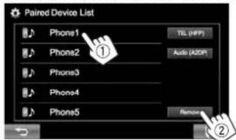 JVC KWV215DBT - □ Suppression d'un périphérique Bluetooth enregistré - 2