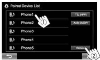 JVC KWV215DBT - Löschen eines registrierten Bluetooth-Geräts - 2