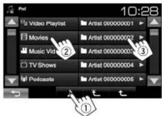 JVC KWV215DBT - Kies het menu ( :audio of :video) - 2