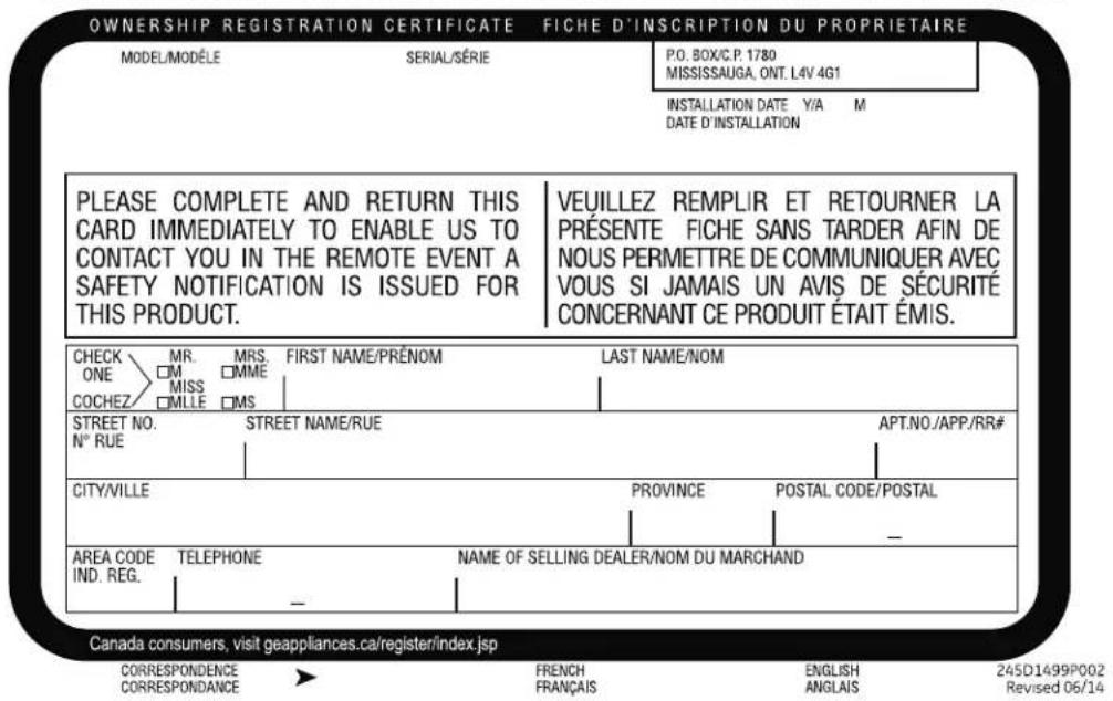 GE AZ90E09D5C - FOR CANADIAN CONSUMERS / POUR LES CONSOMMATEURS CANADIENS - 1