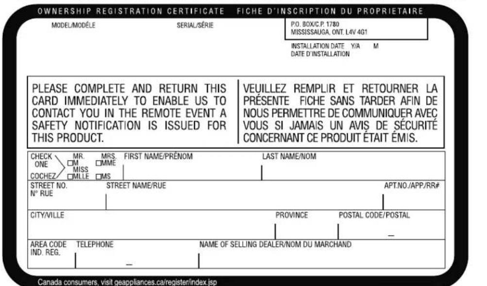 GE AZ90E09D5C - FOR CANADIAN CONSUMERS / POUR LES CONSOMMATEURS CANADIENS - 1