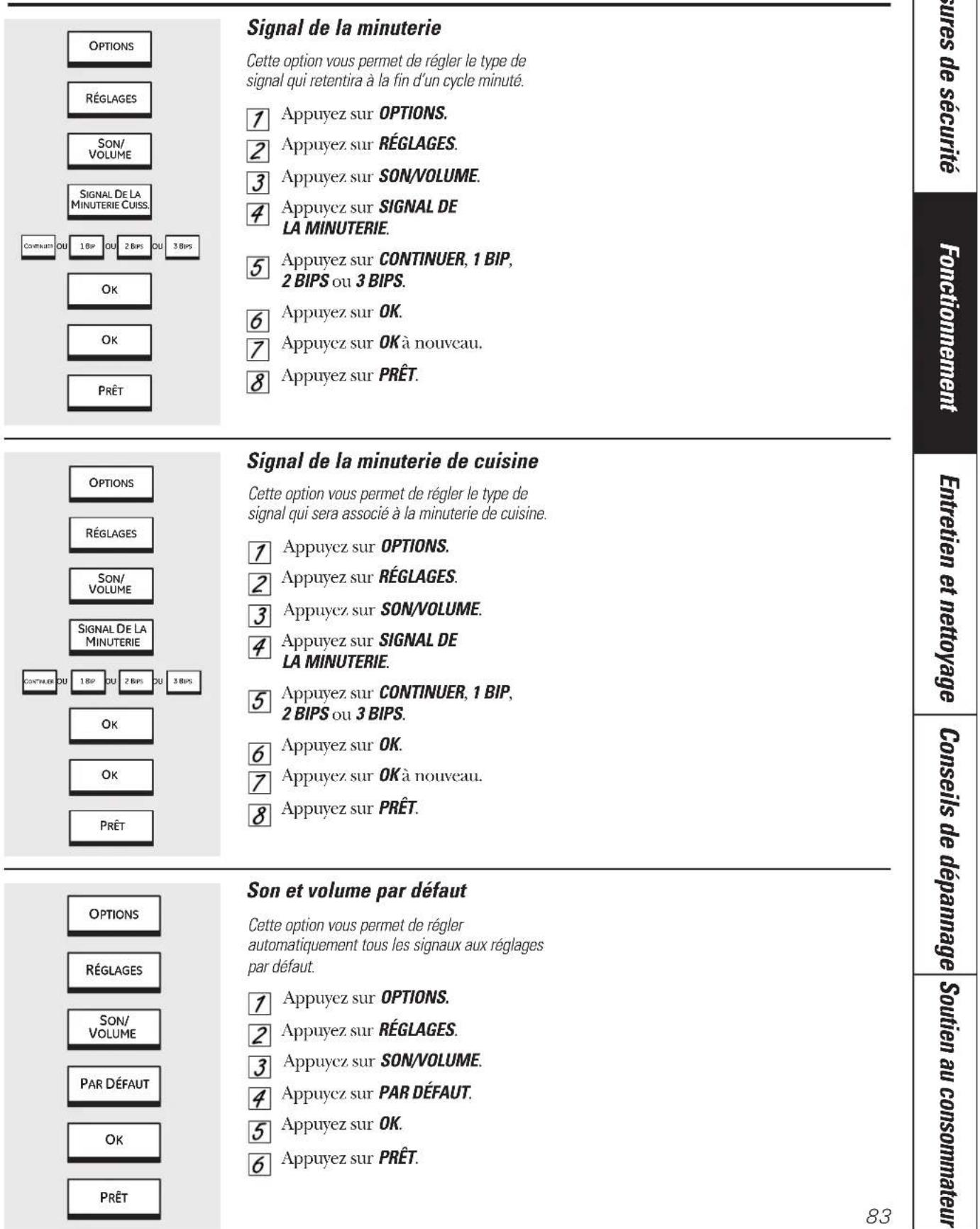 GE Profile PT920SPSS - Options - Reglages. - 3