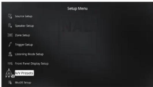 NAD M17 V2i - EXEMPLE DE PROCEDURE POUR LA CONFIGURATION DES PRÉRÉGLAGES A/V - 6