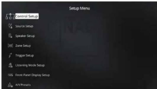 NAD M17 V2i - SETUP MENU (MENUDE CONFIGURATION) - 1