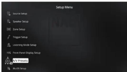NAD M17 V2i - EXEMPLE DE PROCEDURE POUR LA CONFIGURATION DES PRÉRÉGLAGES A/V - 11