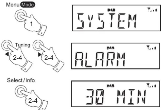 ROBERTS Ortus 1 - Pour régler la durée d'alarme - 1