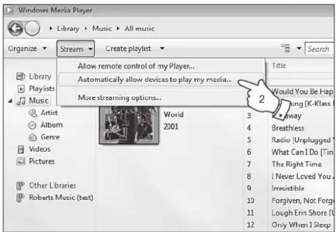 ROBERTS SB1 - Configurer l'acces UPnP avec Windows Media Player - 1
