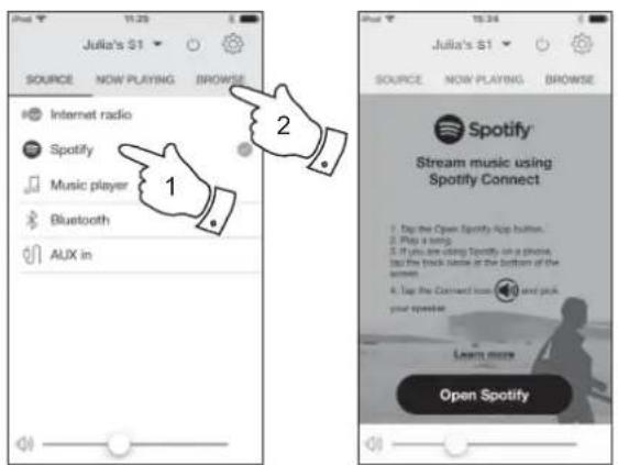 ROBERTS RLine S1 - Utilisation de l'application UNDOK pour sélectionner Spotify - 2