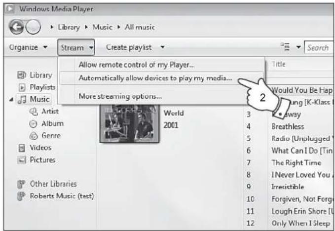 ROBERTS RLine S1 - Confir gurer l'accès UPnP avec Windows Media Player - 1