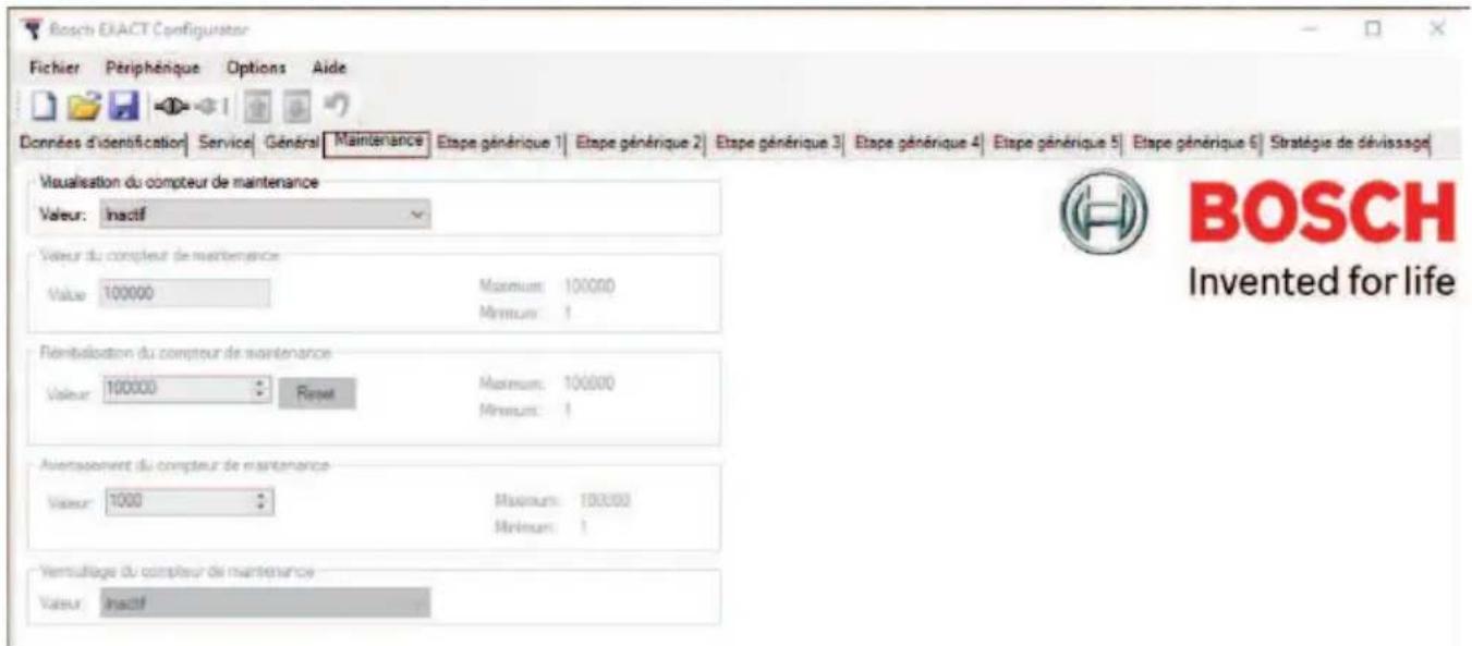 BOSCH EXACT Configurator - Onglet maintenance (seulement pour EXACT 12V) - 1
