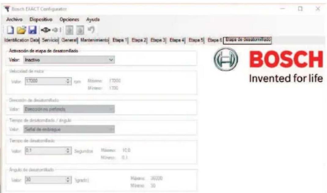 BOSCH EXACT Configurator - Ficha de registrar - Ajuste de soltado - 1