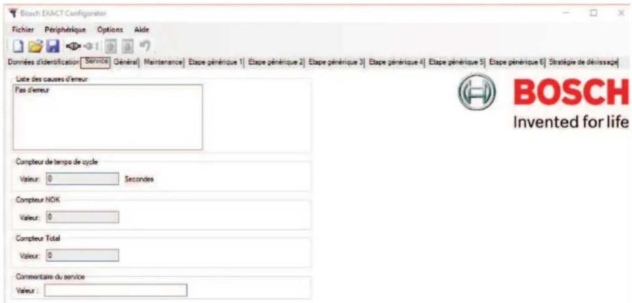 BOSCH EXACT Configurator - Onglet service - 1