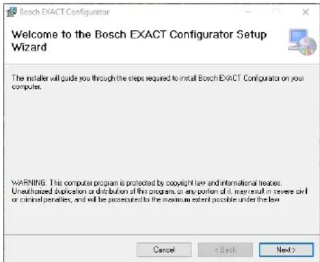 BOSCH EXACT Configurator - Instalación de software - 1