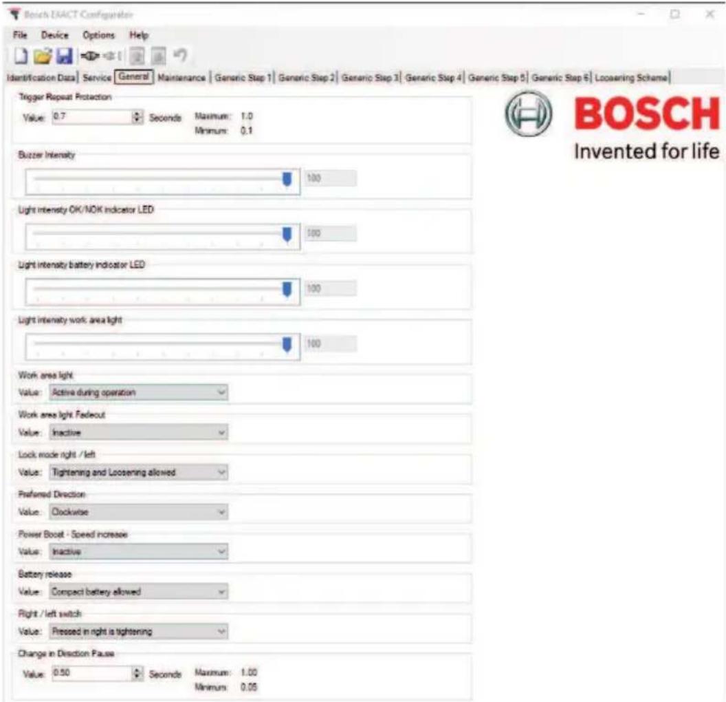 BOSCH EXACT Configurator - General Tab - 1