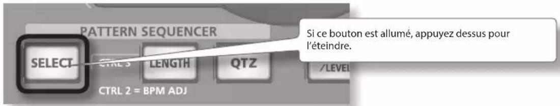 ROLAND SP404A - Assurez-vous que le bouton [SELECT] est eteint. - 1