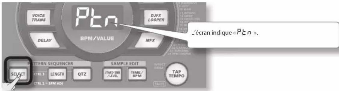 ROLAND SP404A - Appuyez sur le bouton [SELECT] pour l'allumer. - 1
