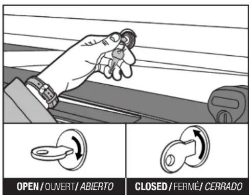 THULE Frontier TT 668TT - UNLOCKING/LOCKING THE BOX / DÉVERROUILLAGE/VERROUILLAGE DU COFFRE / APERTURA Y CIERRE CON LLAVE DE LA CAJA - 1