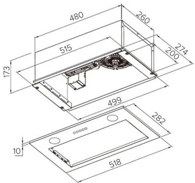 CANDY CBG6251XGG - Cooker Hood Dimensions - 1